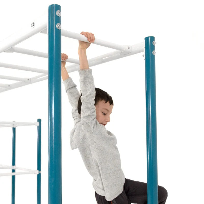 ActivPlay Modular Jungle Gym Monkey bar accessory with boy climbing