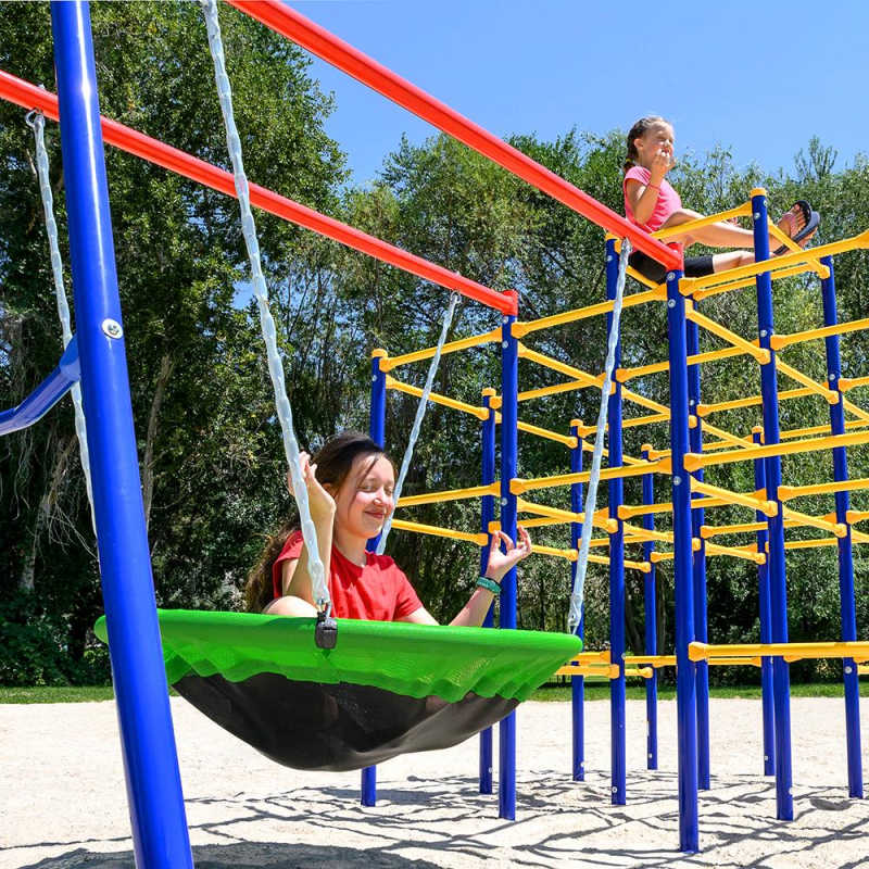 ActivPlay Saucer Swing and Arched Ladder Climber Accessory Modules SJG206 with girls playing on it