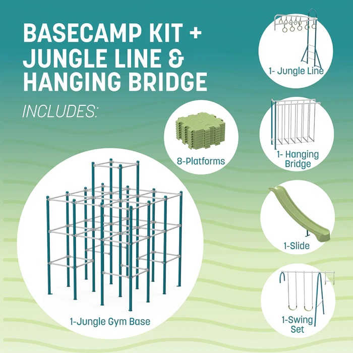 ActivPlay Base Camp Playground + Hanging Bridge, Jungle Line Modules - APJGC107 Contents