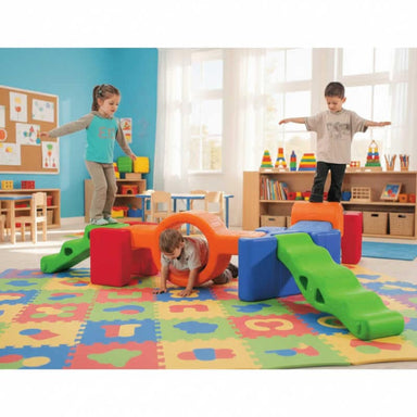 Alfresco indoor active play obstacle course in a preschool