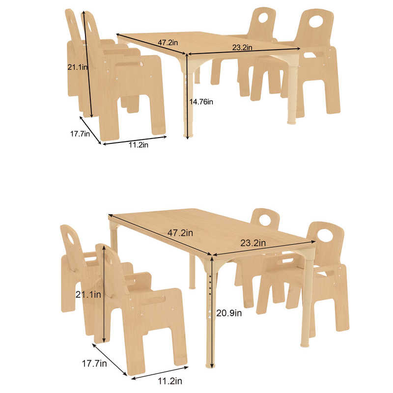 Dimensions for Avenlur Adrian Multi Height Adjustable Table and Chairs Set