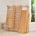 Chestnut 8-in-1 Indoor Jungle Gym folded against the wall