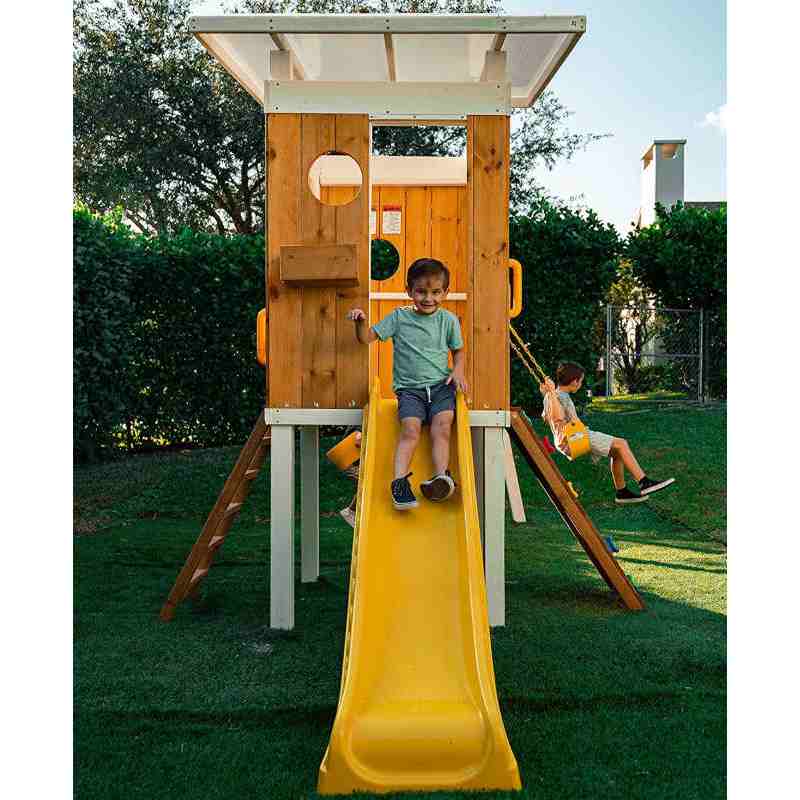 Forest - Modern Backyard Outdoor Swing Set – Avenlur Forest Backyard Outdoor Swing Set Side View