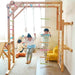 Avenlur Grove - Indoor Jungle Gym Colored Bars  Side View Kids Swinging