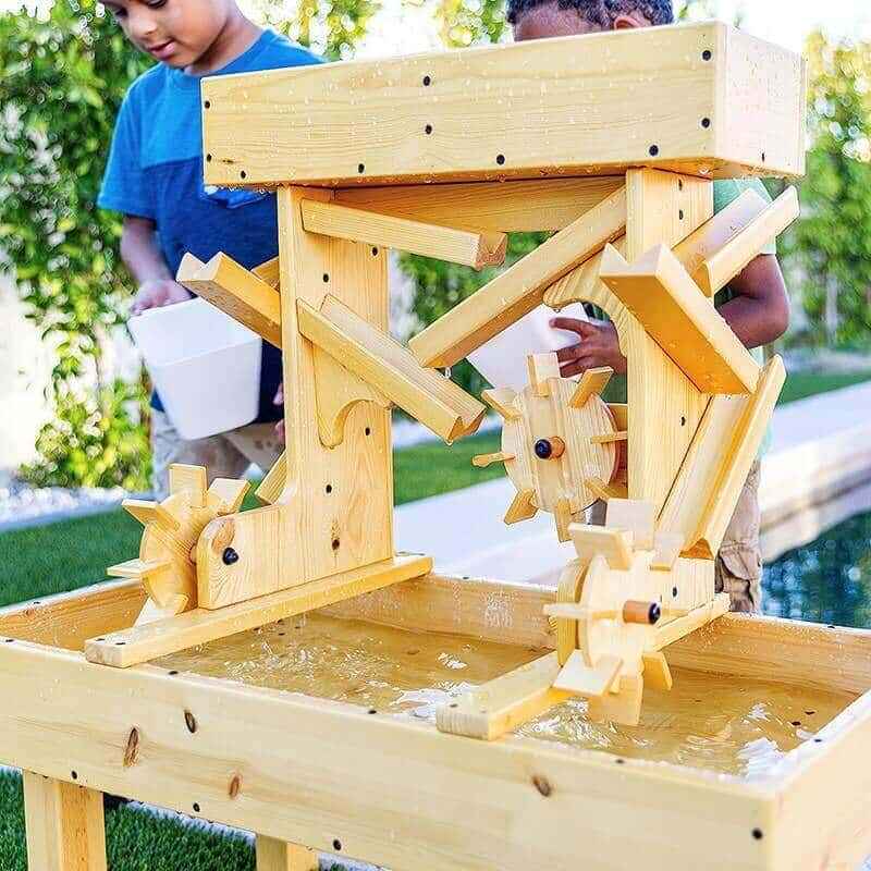 Avenlur Outdoor Wooden Water Table For Kids Toddlers Rear Side View