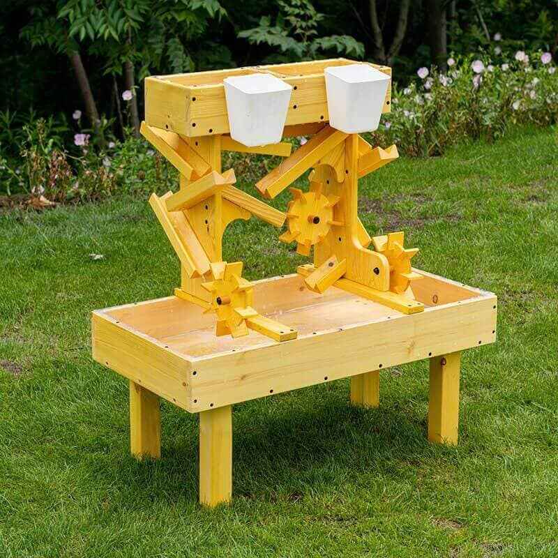 Avenlur Outdoor Wooden Water Table For Kids Toddlers Corner View Facing Right Outdoor