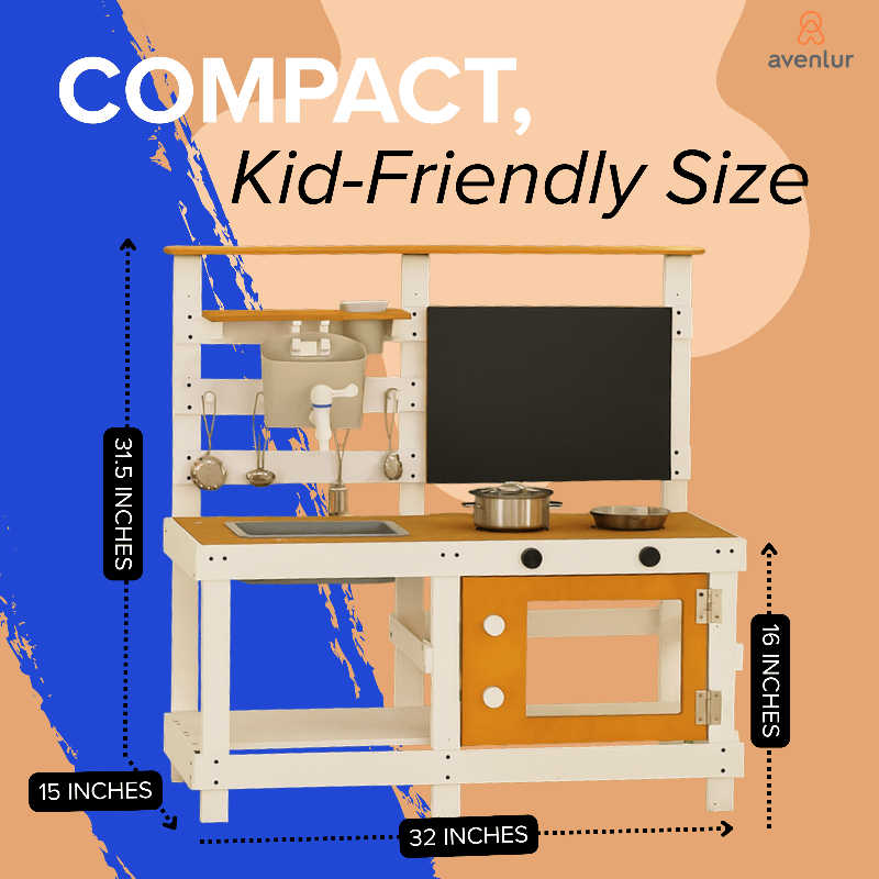 Avenlur Woodland Mud Kitchen – Montessori Outdoor Wooden Play Kitchen compace dimensions