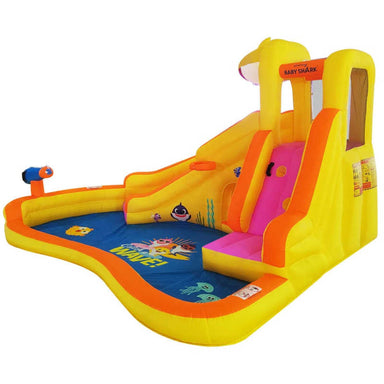 Baby Shark Inflatable Water Slide with Pool side view