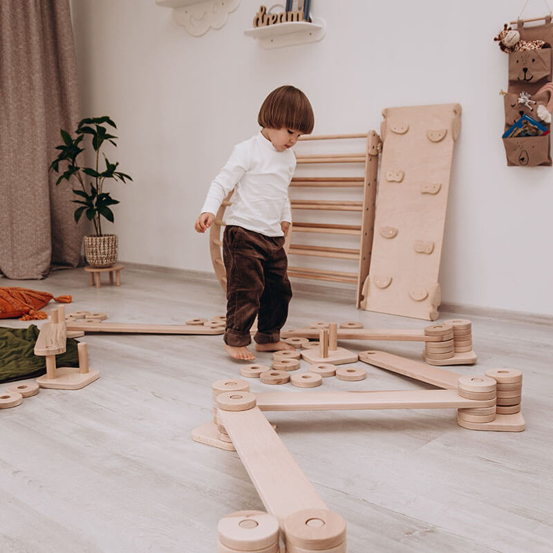 Balance Beam for Kids Interconnected Planks & Platforms