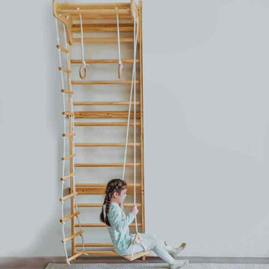 Avenlur Betula Swedish Wall Ladder with child swinging