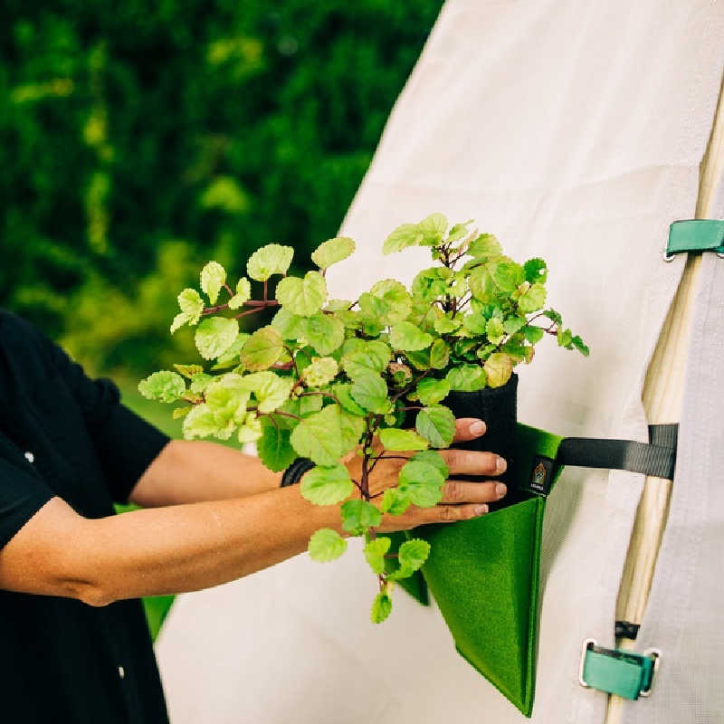 Bijou Bloom hanging planters being planted