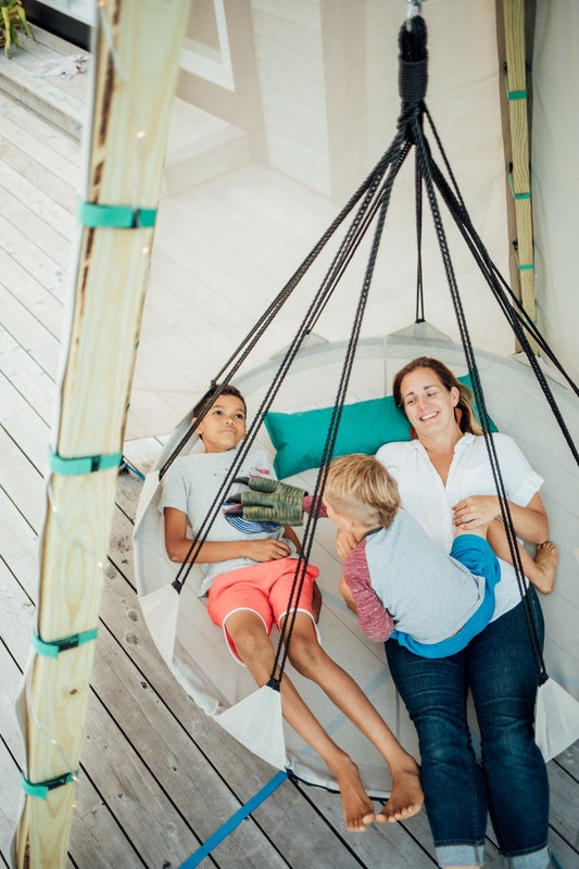 Bijou Nest with family on the hover inside the Haven