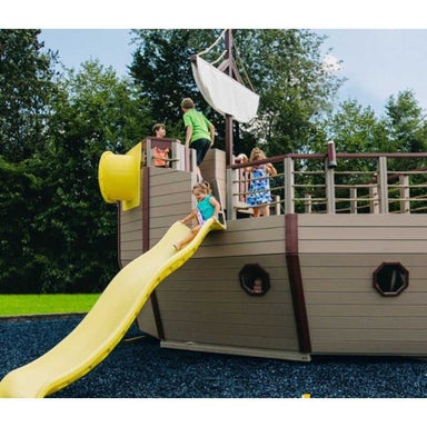 vinyl pirate ship outdoor playset with kids playing
