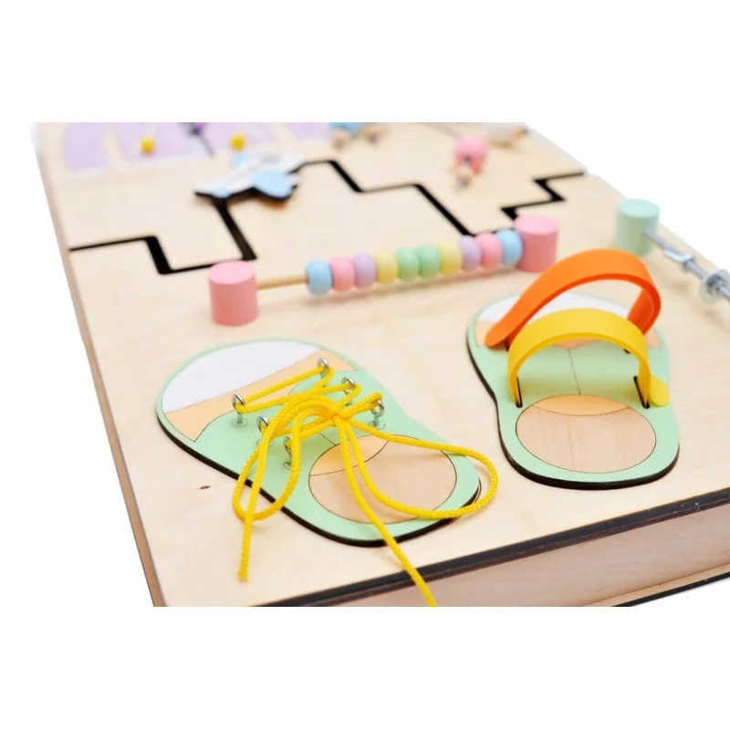 Educational wall sensory panel with shoes