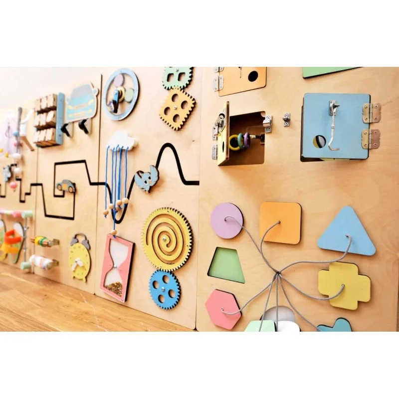 educational wall toy sensory panel up close