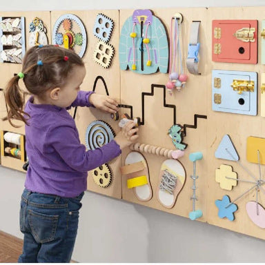 bumblebeesmart educational sensory wall panel with girl playing