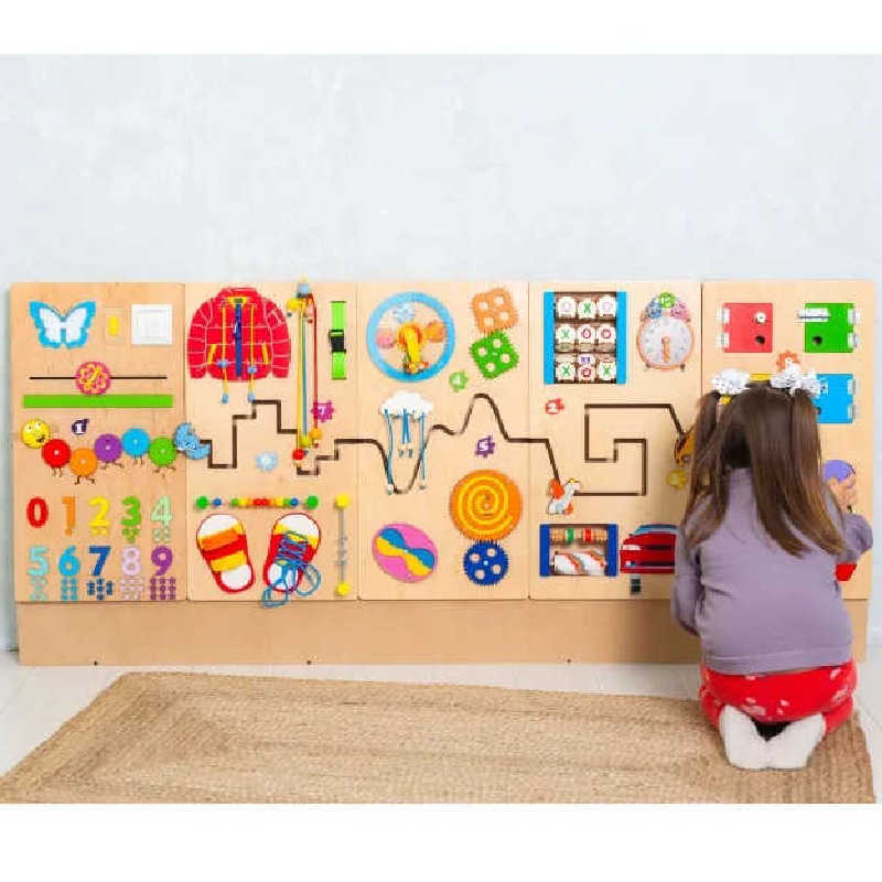 BumblebeeSmart® Rounded Sensory Wall Panel Set with a girl playing