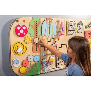 BumblebeeSmart® Rounded Sensory Wall Panel Set with girl playing with owl