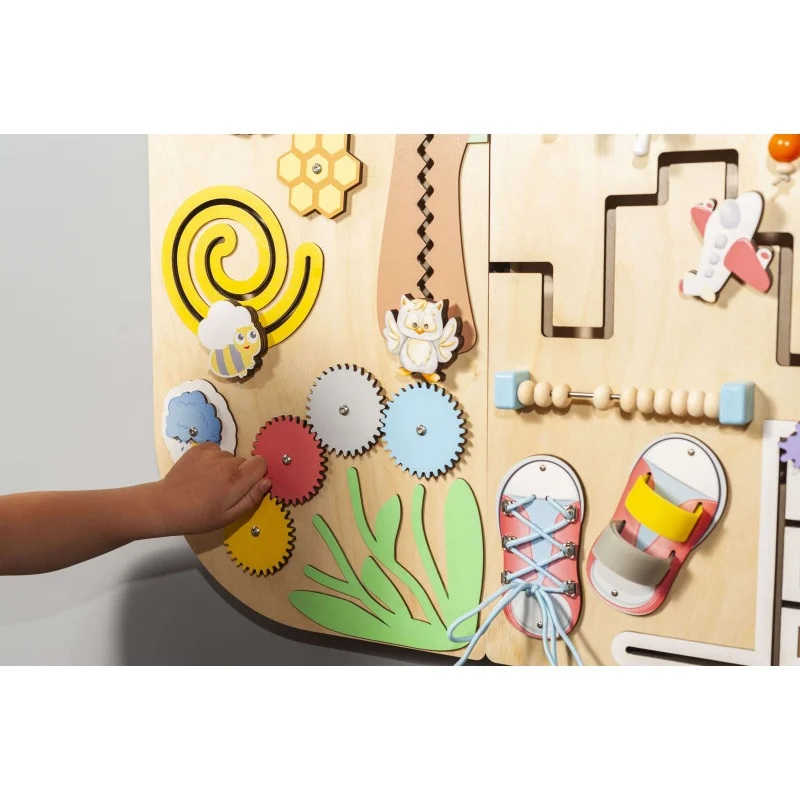 BumblebeeSmart® Rounded Sensory Wall Panel Set kid turning wheels