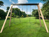 3 position swing set in poly coated wood guard