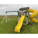 Cabin Deluxe Playhouse with Swing almond and yellow
