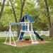 Climber 35 Vinyl Swing Set in a backyard