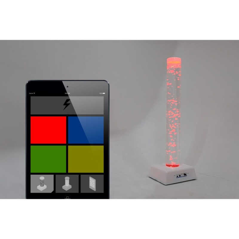 Combination wireless genie receiver on a tablet being used with a hurricane tube