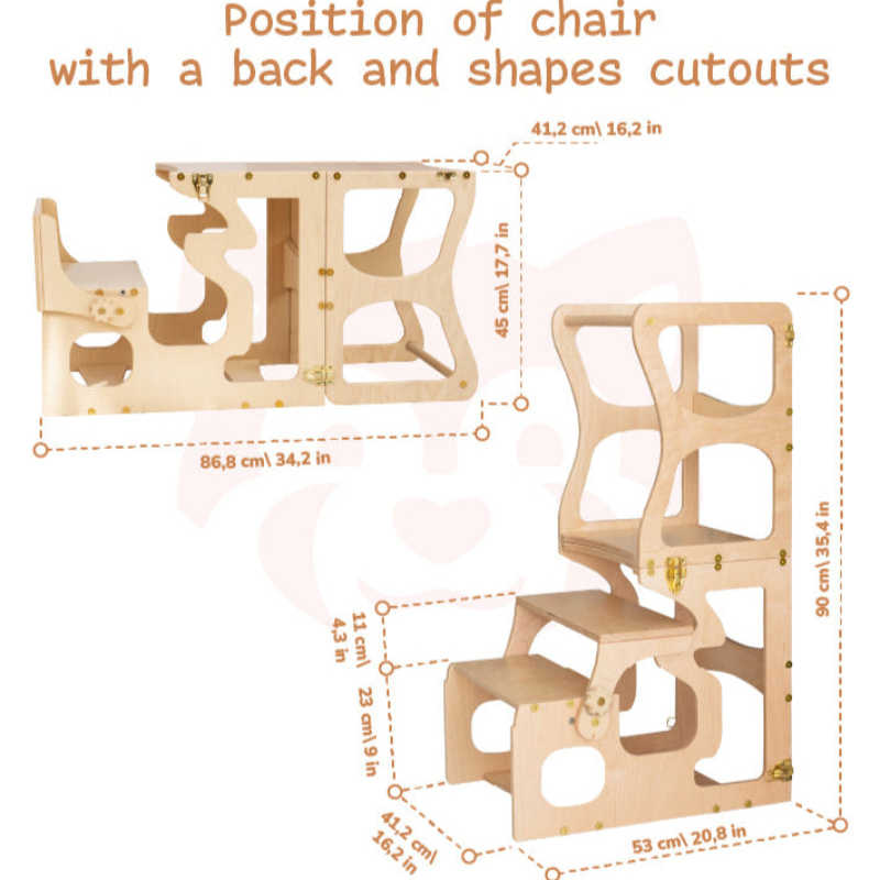 Wood and Hearts Convertible Kitchen Tower dimensions