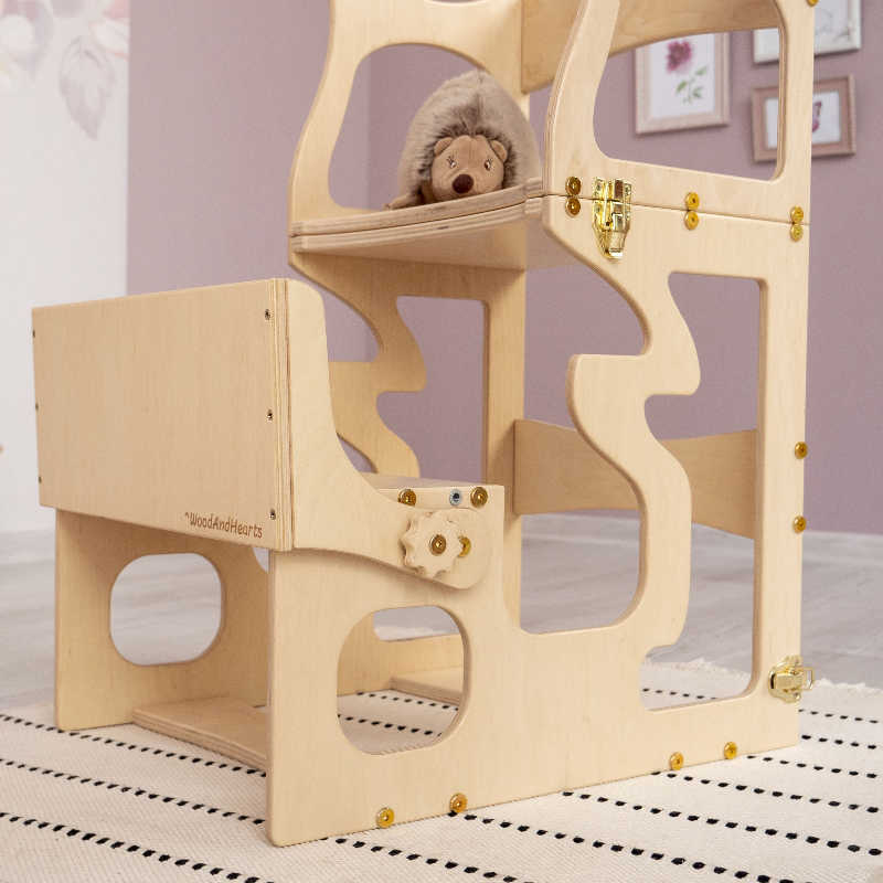 Wood and Hearts Convertible Kitchen Tower as a table