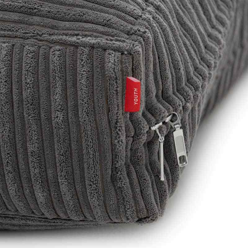 Close up of CordaRoy's gray terry corduroy children's sensory crash pad fabric