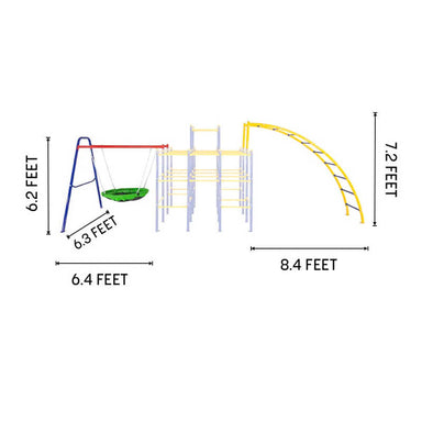 Dimensions of ActivPlay Saucer Swing and Arched Ladder Climber Accessory Module for Outdoor Playset/Jungle Gym SJG206