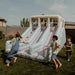 Double Slide Kids Inflatable with kids playing