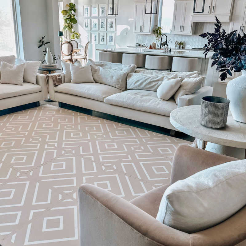 Eeveve Modern Blocks - Play Mat in Desert Sand in a living room