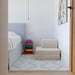Eeveve Beni Powder Blue Play Mat in a bedroom
