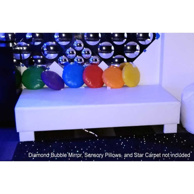 White Vibroacoustic platfrom with pillows under mirros 