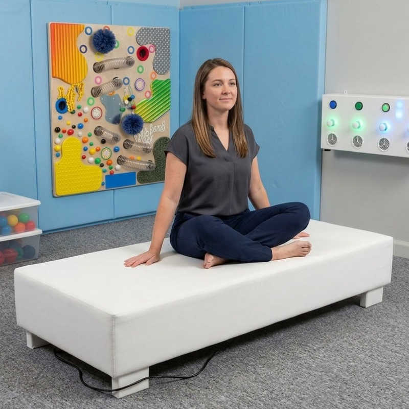 White Vibroacoustic platform in a sensory room