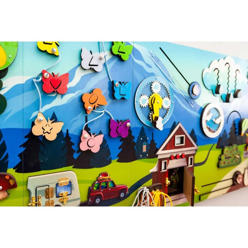 Extra Large Mountain Themed Sensory Wall Panel with a farm scene