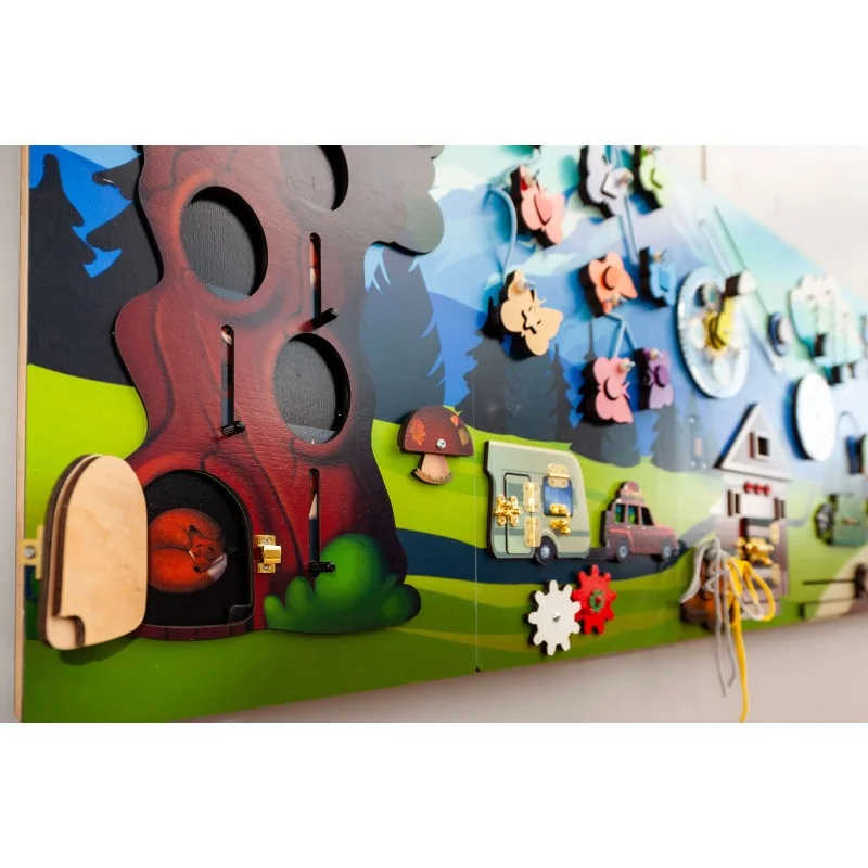 Extra Large Mountain Themed busy board  sensory wall with a forest scene