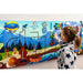 Extra Large Mountain Themed Busy Board Wall panel with a girl playin g