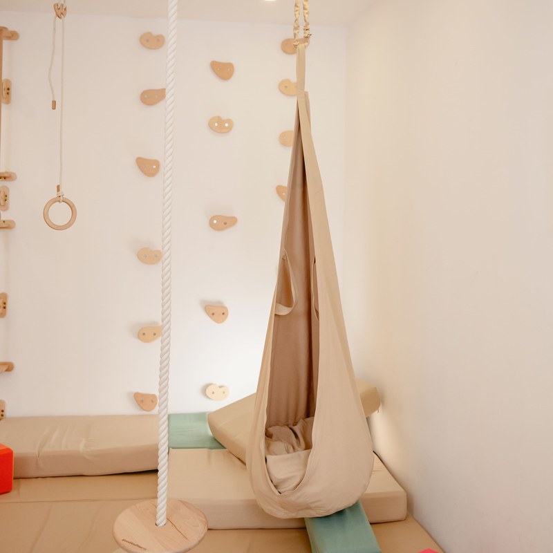 Wood and Hearts Pod Swing – lifestyle photo