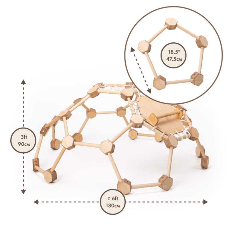 Goodevas Wooden Climbing Dome for Little Kids dimensions