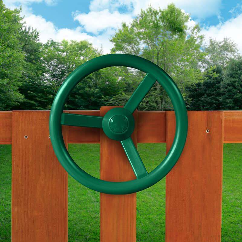 Gorilla Playsets Chateau Tower Outdoor Playset Front View Stirring Wheel