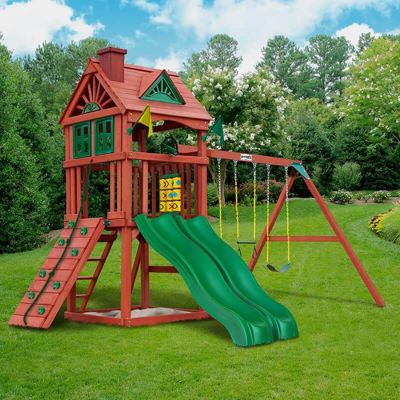 Gorilla Playsets Double Down II Swing Set Corner View Outdoor