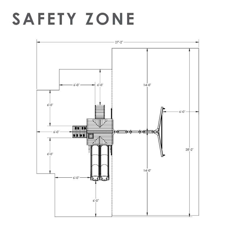 Gorilla Playsets Double Down II Swing Set Safety Zone Diagram