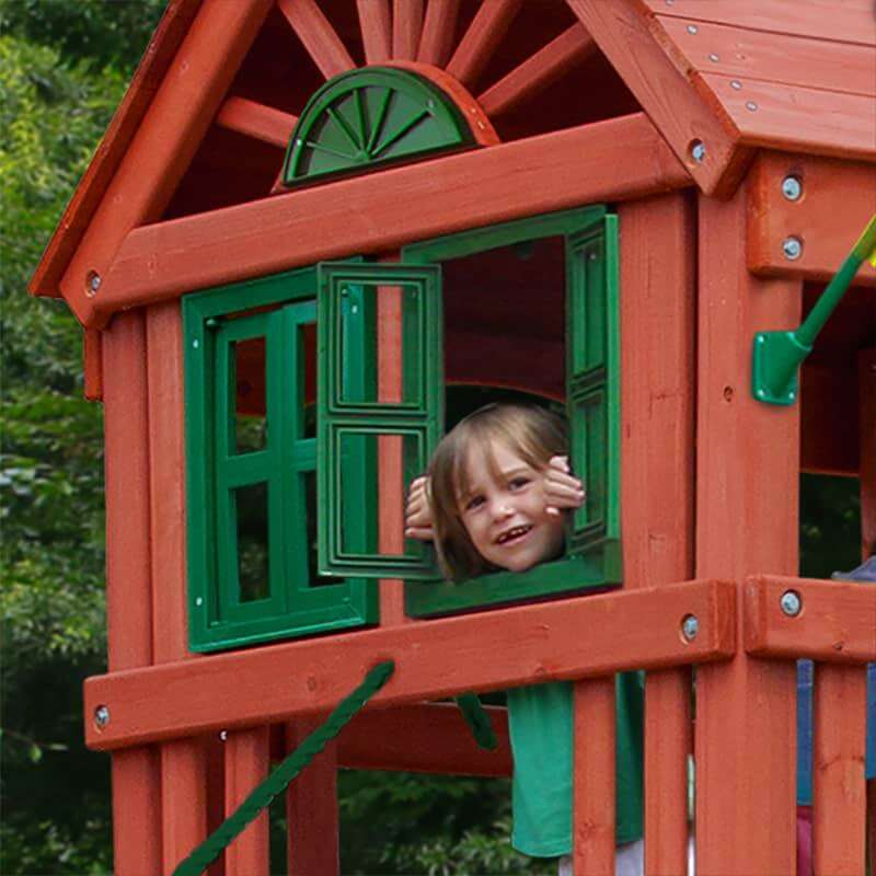 Gorilla Playsets Double Down II Swing Set Windows Outside