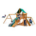 Gorilla Playsets Frontier Swing Set Deluxe Green Vinyl Canopy Corner View With Kids Playing