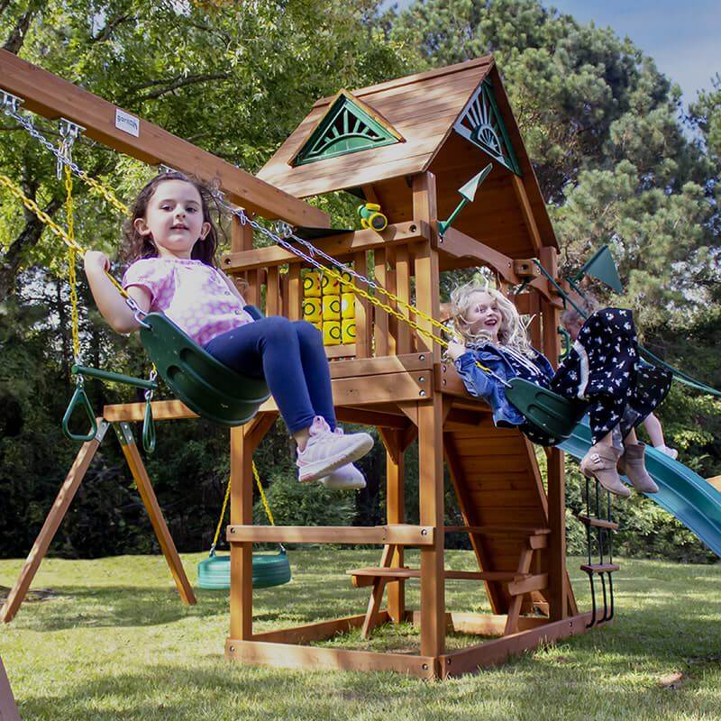 Gorilla Playsets Frontier Swing Set Kids Playing On Swings