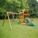 Gorilla Playsets Frontier Swing Set Standard Wood Roof Side View Outdoor