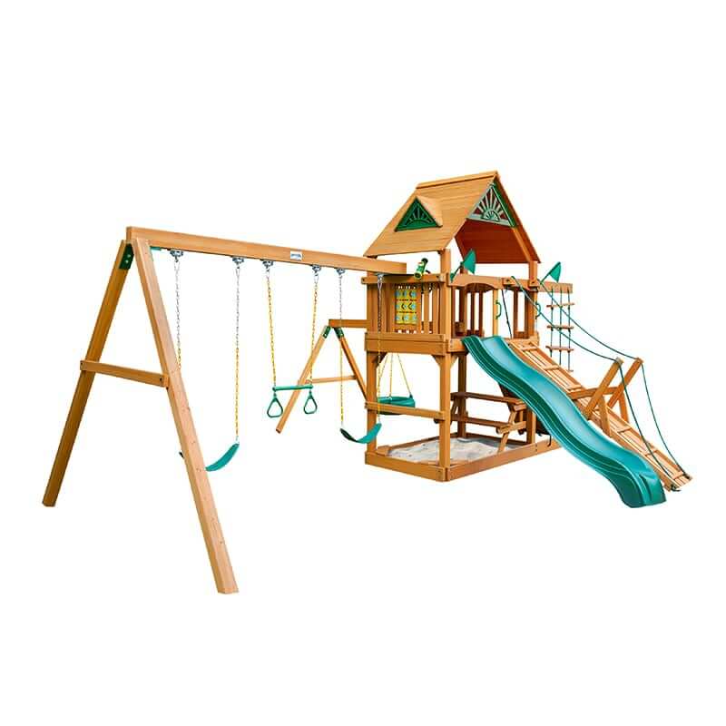 Gorilla Playsets Frontier Swing Set Standard Wood Roof Side View