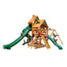 Gorilla Playsets Great Skye II Swing Set Deluxe Green Vinyl Canopy Corner View Facing Left With Kids